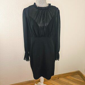 Bloomchic Black Sheer Mock Neck Dress Size 14